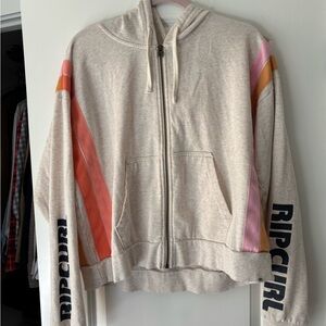 NWOT Rip Curl Light Gray Hoodie with Pink and Orange Accents 🩷🧡